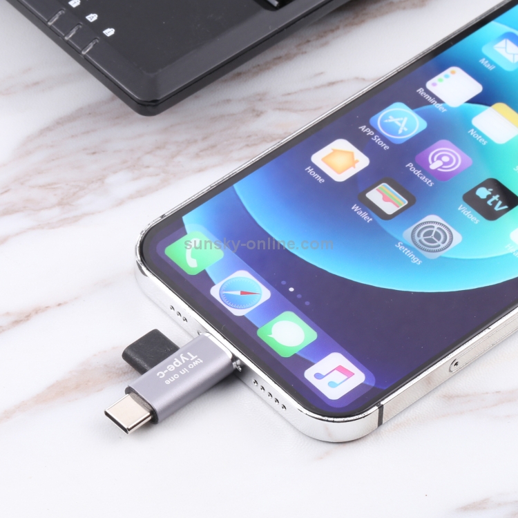 USB-C / Type-C Female to 8 Pin Male + USB-C / Type-C Male Converter USB-C / Type-C Female to 8 Pin Male + USB-C / Type-C Male Converter