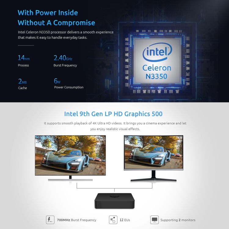 Mini PC BMAX B1 Plus Windows 10, 6 Go + 64 Go, Intel Celeron N3350