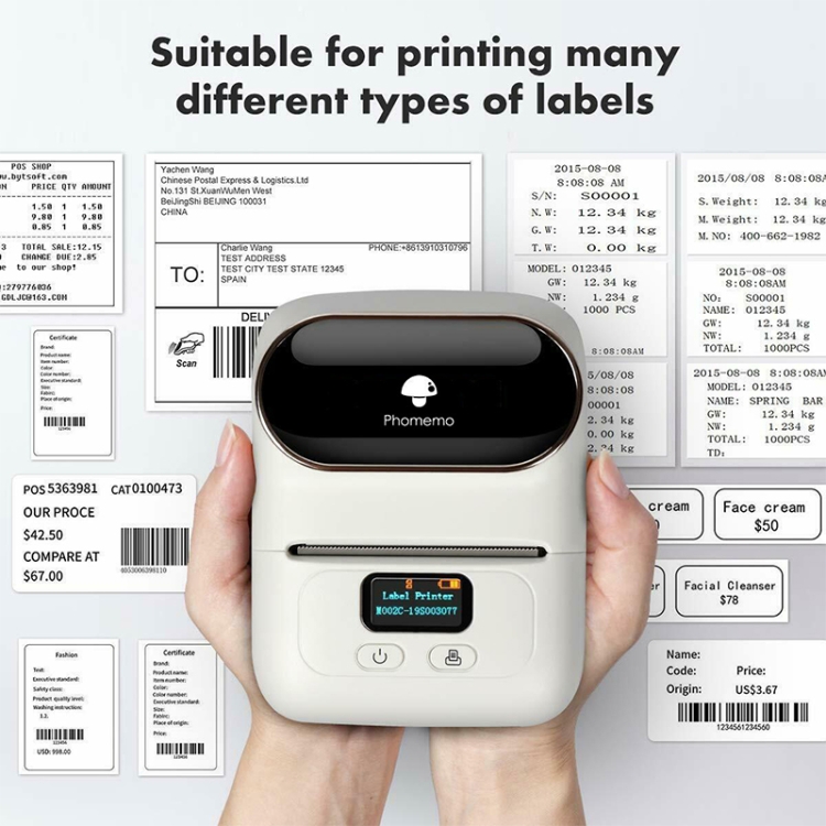 Phomemo T02 Mini imprimante Imprimante portable Autocollant d'impression  thermique sans fil sans encre Imprimante de poche auto-adhésive Imprimante  d'étiquettes