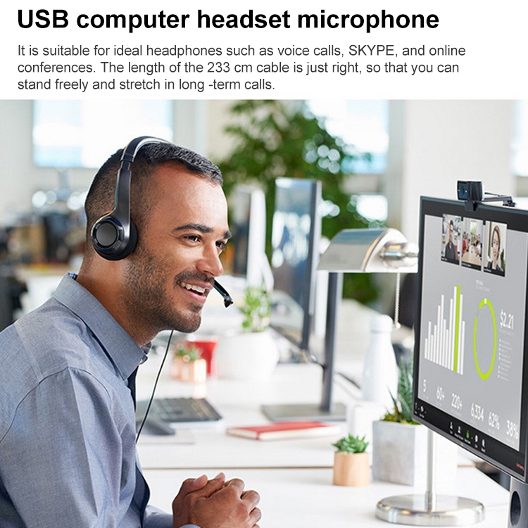 Auriculares con micrófono de escritorio estéreo USB