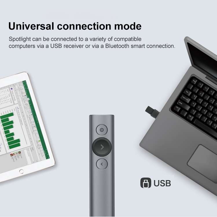 Logitech Spotlight 2.4Ghz USB Wireless Presenter PPT Remote Control Flip Pen (Oro) - B5