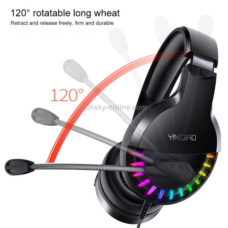 YINDIAO Q2 Auriculares para juegos con cable y montaje en la cabeza con micrófono, Versión: Dual 3.5 mm + USB (Blanco) - B1