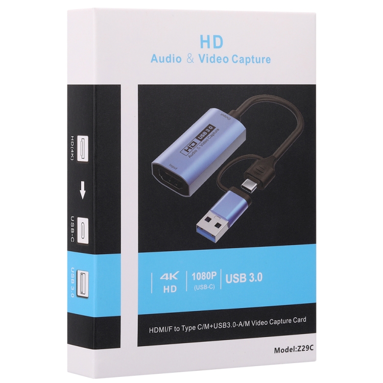 Z29C HDMI/F Hembra a USB-C / Type-C+USB 3.0/M Macho Tarjeta de Captura de Video HD - 3