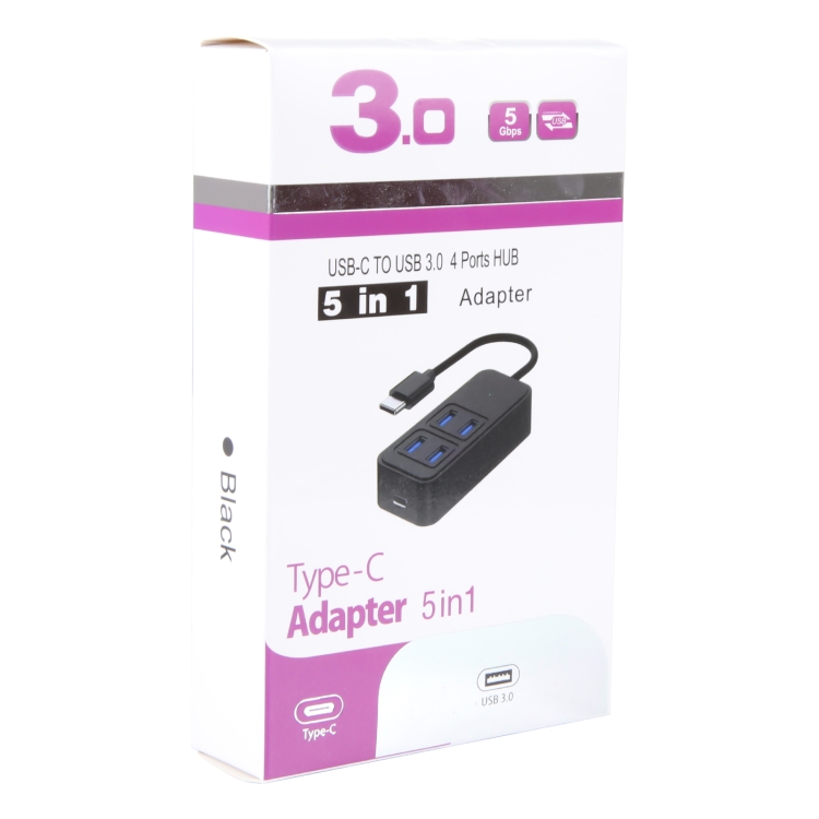 BYL-1901T Adaptador 5 en 1 USB-C / Type-C a USB3.0x4+USB-C / Type-C HUB - 4