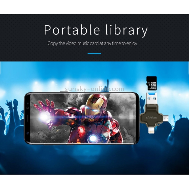 POFAN 4 in 1 USB-C / Type-C & USB 3.0 & Micro USB & 8 Pin TF Card Reader POFAN 4 in 1 USB-C / Type-C & USB 3.0 & Micro USB & 8 Pin TF Card Reader