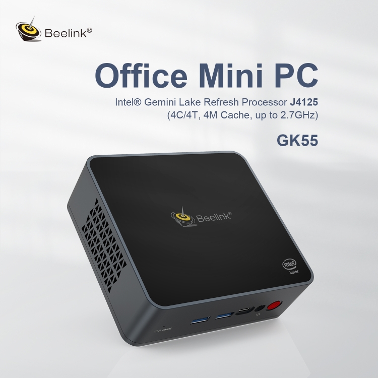 Beelink GK55 Windows 11 Mini PC, 8GB+256GB, Intel Gemini Lake J4125, soporte Bluetooth / HDMI / WiFi / RJ45, UK Plug - B1