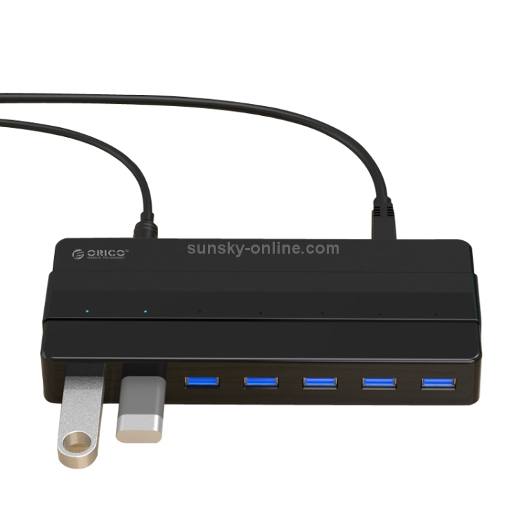 ORICO H7928-U3 ABS Material Desktop 7 Puertos USB 3.0 HUB con 1m Cable (Negro) - 4