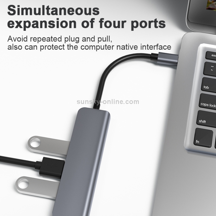 2008N 4 en 1 USB 3.0 x2 + HDMI + Puerto de 3.5 mm Estación de acoplamiento inteligente multifunción Type-C / USB-C HUB - 6