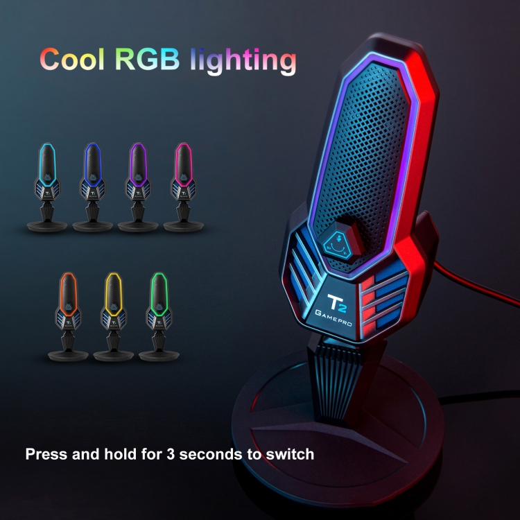 Micrófono condensador de juegos USB de Yanmai T2 con iluminación RGB - 4