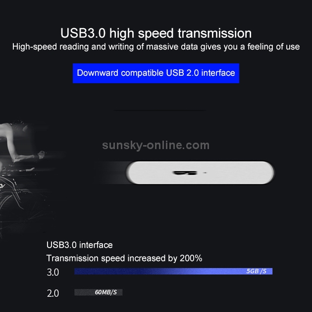 WEIRD 80GB 2.5 pulgadas USB 3.0 Transmisión de alta velocidad Carcasa de metal Unidad de disco duro móvil ultrafina y ligera (Negro) - 4