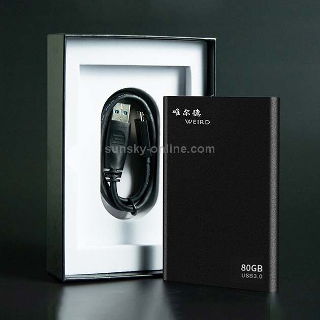 WEIRD 80GB 2.5 pulgadas USB 3.0 Transmisión de alta velocidad Carcasa de metal Unidad de disco duro móvil ultrafina y ligera (Negro) - 7