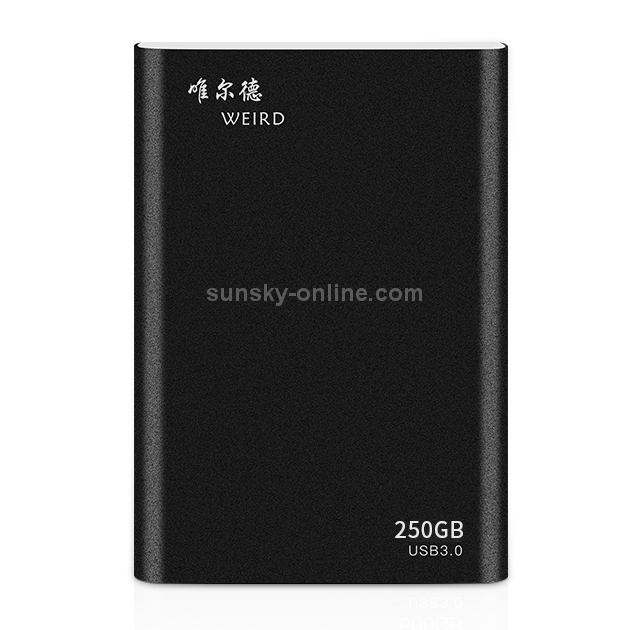 WEIRD 250GB 2.5 pulgadas USB 3.0 Transmisión de alta velocidad Carcasa de metal Unidad de disco duro móvil ultrafina y ligera (Negro) - 1