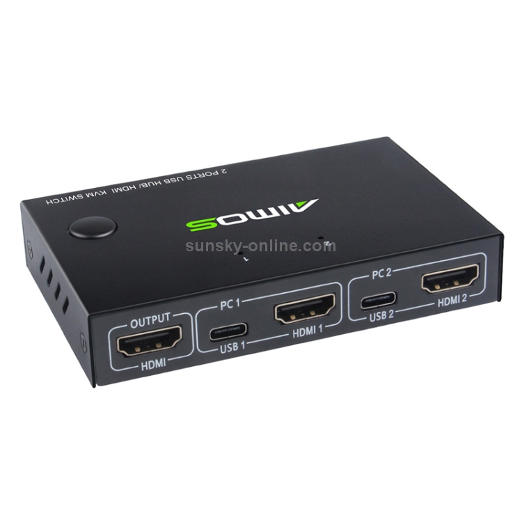 AIMOS AM-KVM201CC 2 puertos USB HUB HDMI KVM Switch sin cable de extensión - 1