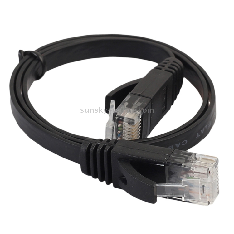 Patch Lead RJ45 Color : Blue Black Computer Supplies 0.5m CAT6 Ultra-Thin Flat Ethernet Network LAN Cable 