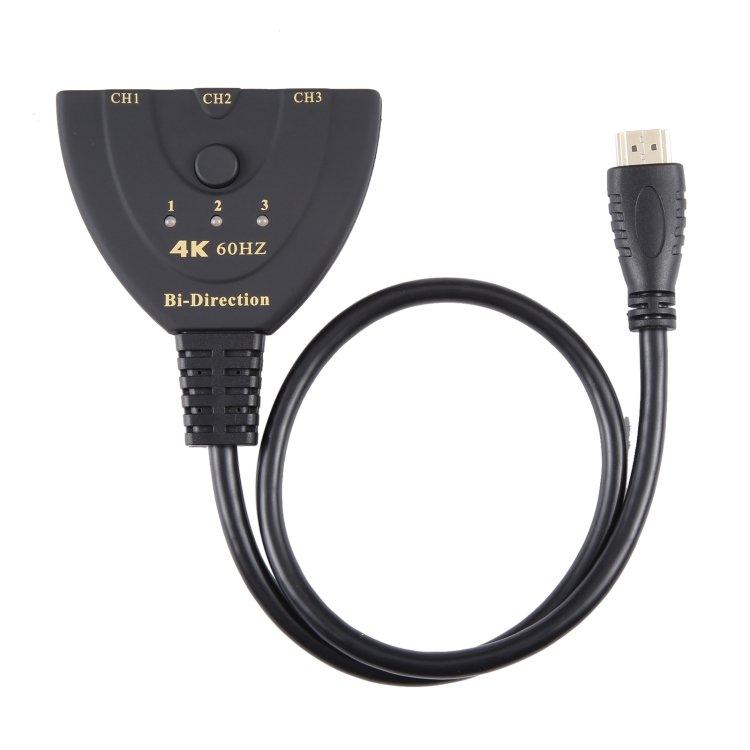 Conmutador bidireccional HDMI 3 x 1 4K 60Hz con cable HDMI flexible - 1