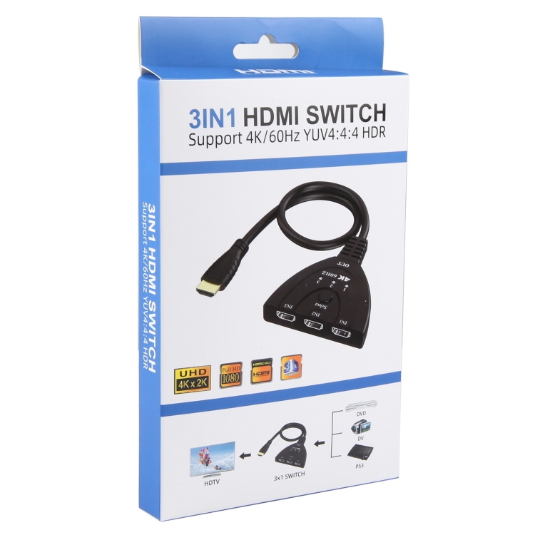 Conmutador HDMI 3 x 1 4K 60Hz con cable HDMI flexible - 2