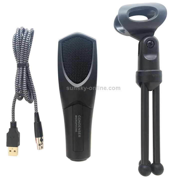 Yanmai Q3 USB 2.0 Game Studio Condensador Micrófono de grabación de sonido con soporte, Compatible con PC y Mac para Live Broadcast Show, KTV, etc. (negro) - 4