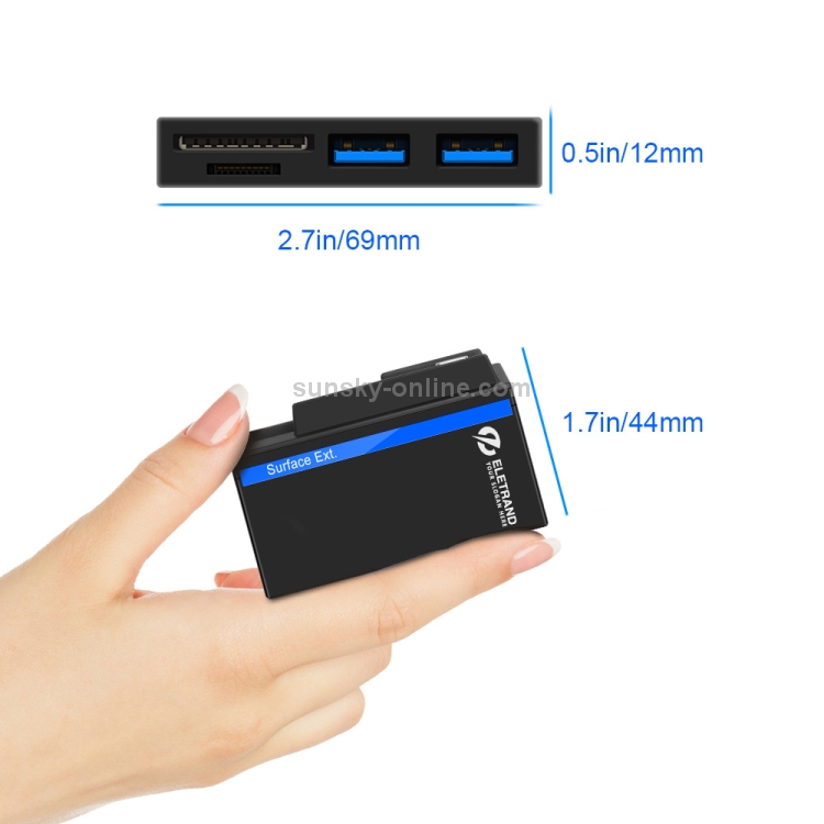 ROCKETEK RT-SGO737 2 USB 3.0 + Concentrador de interfaz micro USB para Microsoft Surface Go, con 2 ranuras para tarjeta TF y tarjeta SD - 2