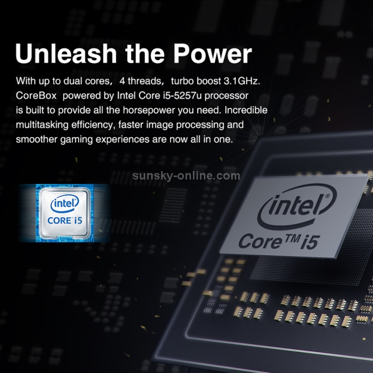 CHUWI CoreBox i5 Mini PC, 8GB + 256GB Win10 Home System Intel Core i5-5257U Dual-core hasta 3.1GHz, Soporte WiFi, Bluetooth, HDMI, SATA HDD, RJ45 (Gris) - 7