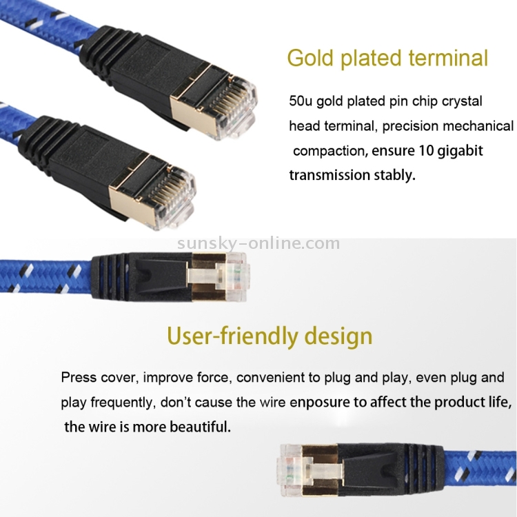 Built with Shielded RJ45 Connector. Quick Connect 8m Gold Plated CAT-7 10 Gigabit Ethernet Ultra Flat Patch Cable for Modem Router LAN Network 