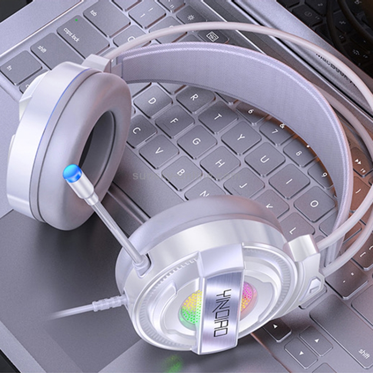 YINDIAO Q3 Auriculares para juegos deportivos electrónicos con cable USB con micrófono y luz RGB, Longitud del cable: 1,67 m (blanco) - 1