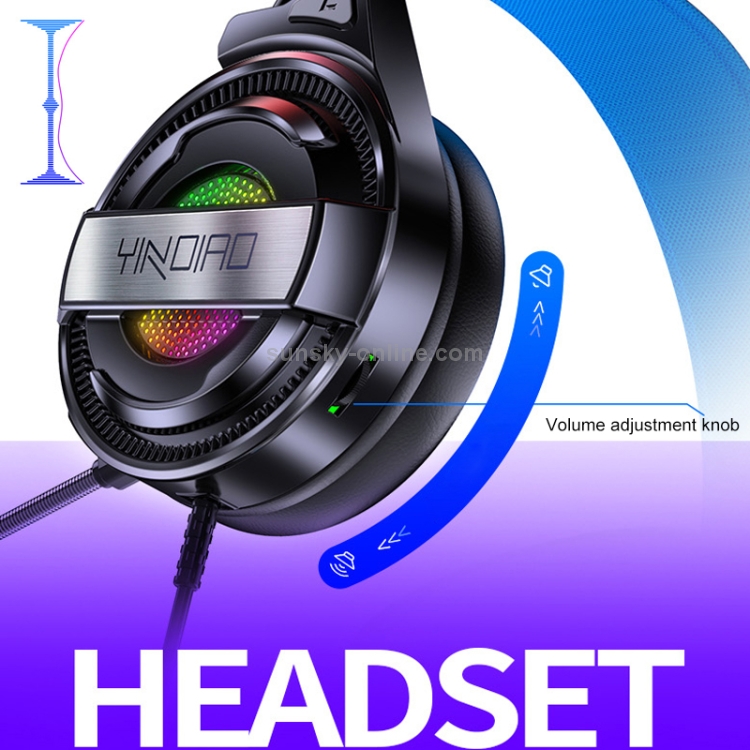 YINDIAO Q3 Auriculares para juegos deportivos electrónicos con cable USB con micrófono y luz RGB, Longitud del cable: 1,67 m (blanco) - 4