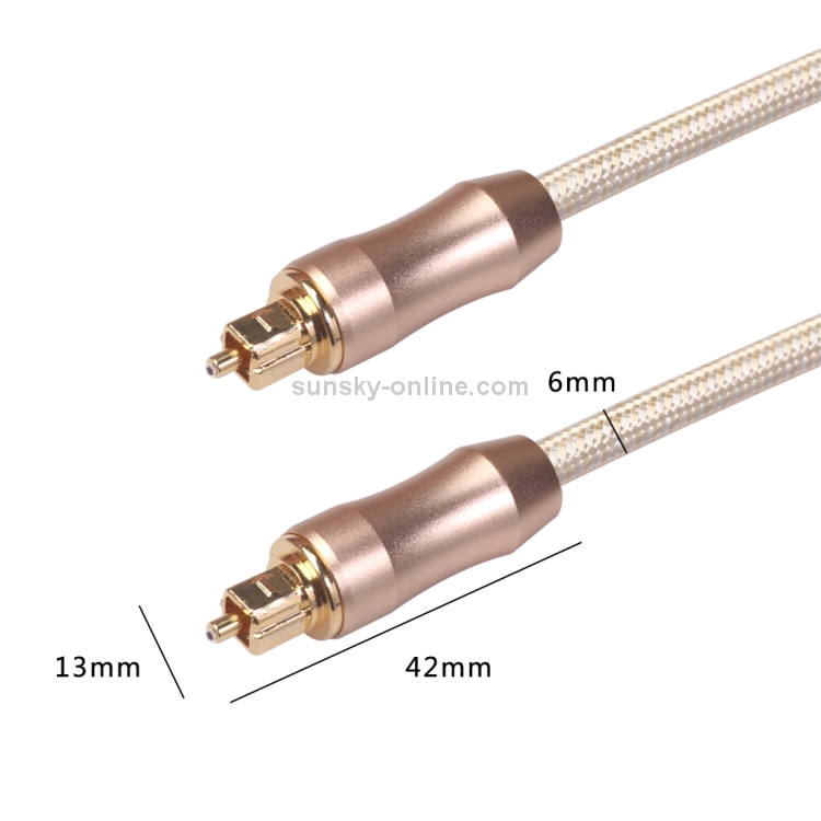 QHG02 SPDIF Cable de audio de fibra óptica trenzada enchapado en oro Toslink, longitud: 3 m - 3