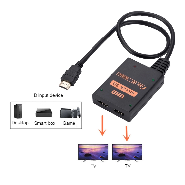 Divisor de vídeo HDMI 4K HD de 1 a 2 salidas, con cable - 4