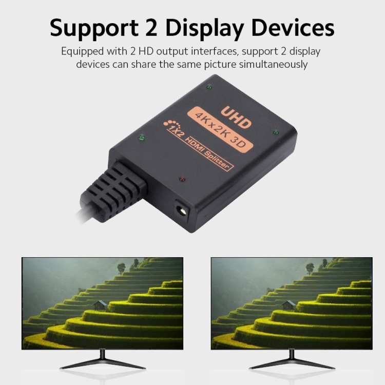 Divisor de vídeo HDMI 4K HD de 1 a 2 salidas, con cable - 5