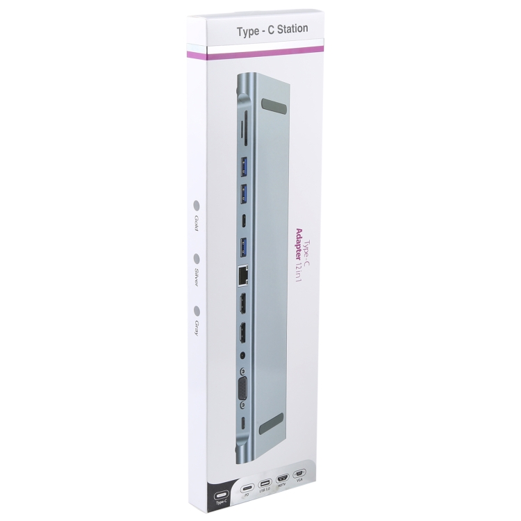 BYL-2003U2 12 en 1 USB-C / Type-C vers USB Adaptateur HUB de Station d'Accueil Multifonctionnel - 2