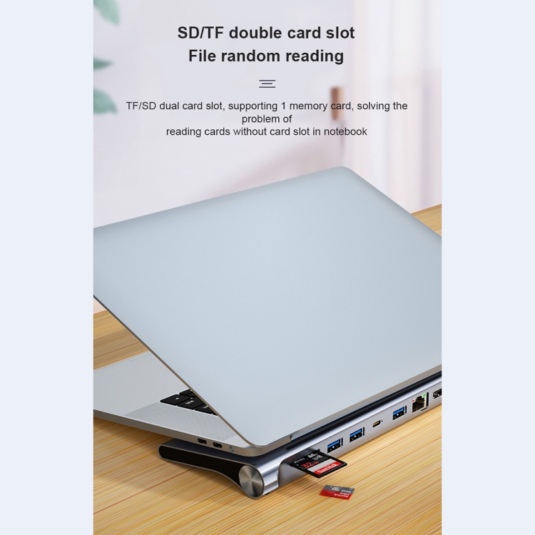 BYL-2003U2 12 en 1 USB-C / Type-C vers USB Adaptateur HUB de Station d'Accueil Multifonctionnel - 6