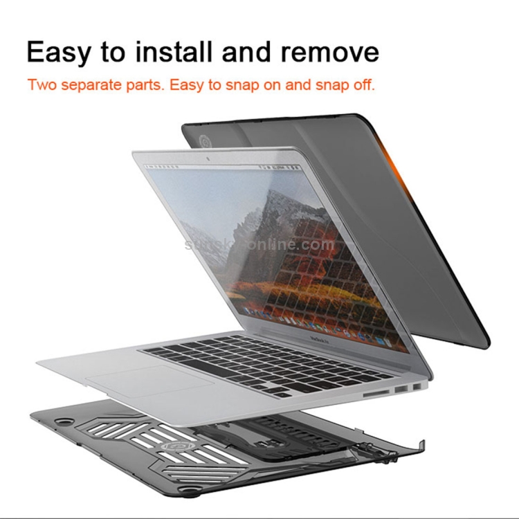 Multi-function Ultra-thin Translucent Heat Dissipation Laptop PC Protective Case for MacBook Air 13.3 inch, with Holder & Handle & Slip-resistant Feet(Red) Multi-function Ultra-thin Translucent Heat Dissipation Laptop PC Protective Case for MacBook Air 13.3 inch, with Holder & Handle & Slip-resistant Feet(Red)