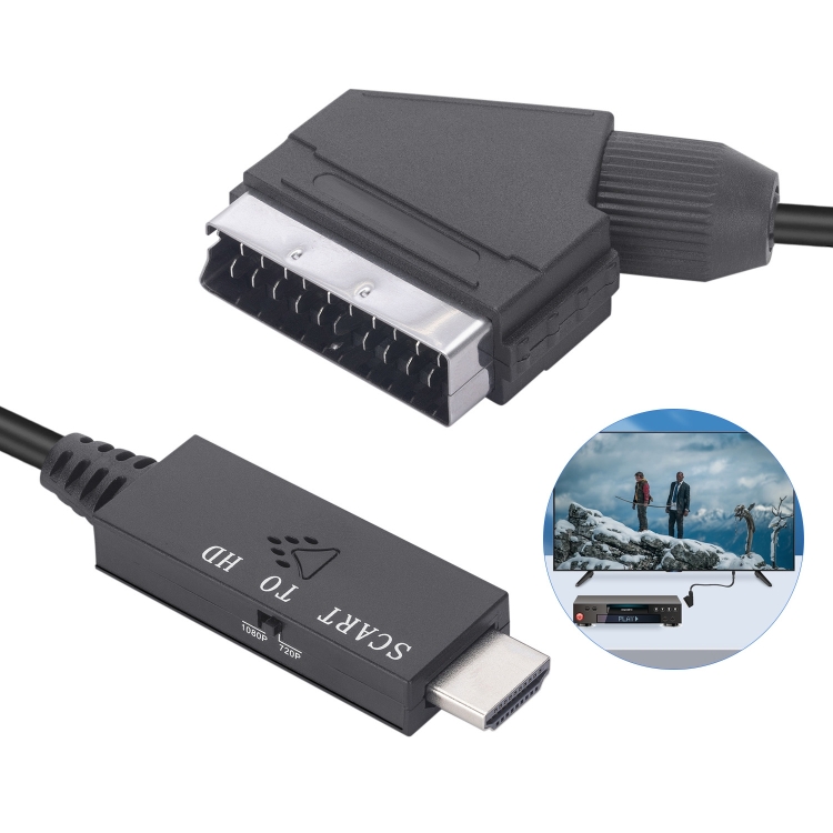 Cable adaptador de audio y video convertidor compatible con euroconector a  HDMI (negro)