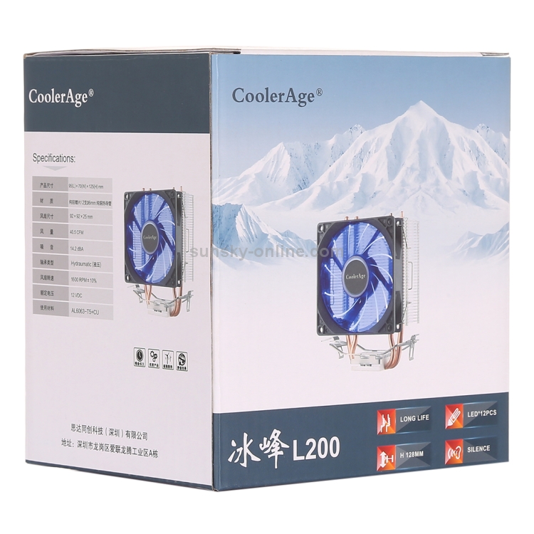 Ventilador de la CPU del radiador de la CPU del tubo de calor doble del cobre puro del refrigerador de la CPU del LED, con luz azul - 5