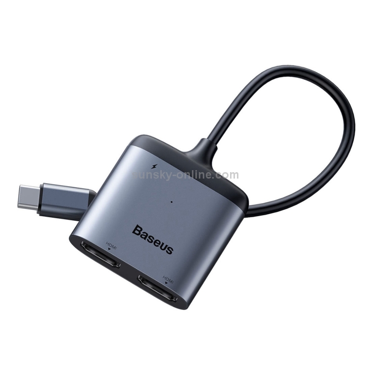 Baseus CAHUB-I0G Enjoy Series USB-C / Type-C to HDMI x 2 + PD HD Intelligent HUB Adapter(Dark Gray) Baseus CAHUB-I0G Enjoy Series USB-C / Type-C to HDMI x 2 + PD HD Intelligent HUB Adapter(Dark Gray)