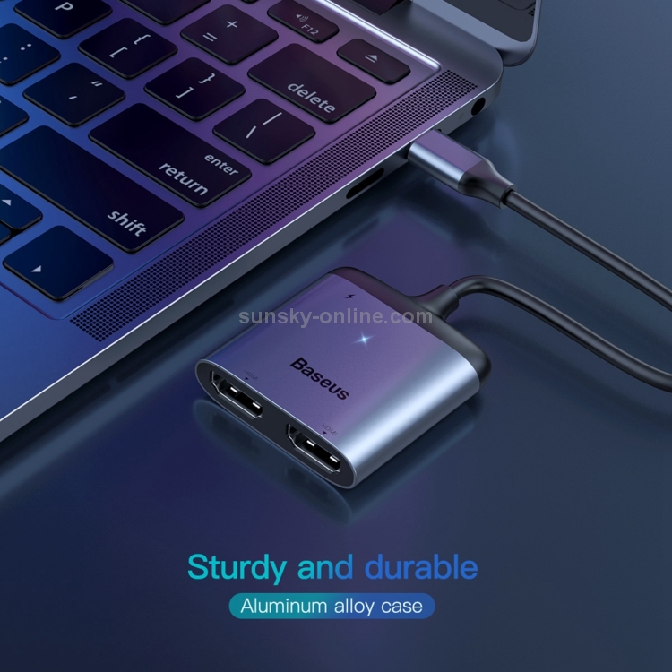 Baseus CAHUB-I0G Enjoy Series USB-C / Type-C to HDMI x 2 + PD HD Intelligent HUB Adapter(Dark Gray) Baseus CAHUB-I0G Enjoy Series USB-C / Type-C to HDMI x 2 + PD HD Intelligent HUB Adapter(Dark Gray)