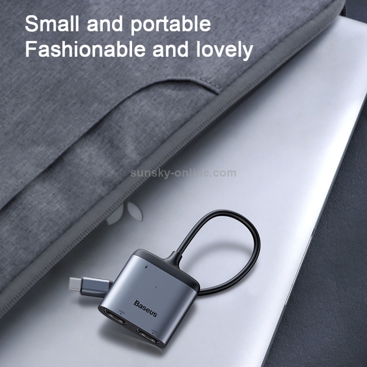 Baseus CAHUB-I0G Enjoy Series USB-C / Type-C to HDMI x 2 + PD HD Intelligent HUB Adapter(Dark Gray) Baseus CAHUB-I0G Enjoy Series USB-C / Type-C to HDMI x 2 + PD HD Intelligent HUB Adapter(Dark Gray)