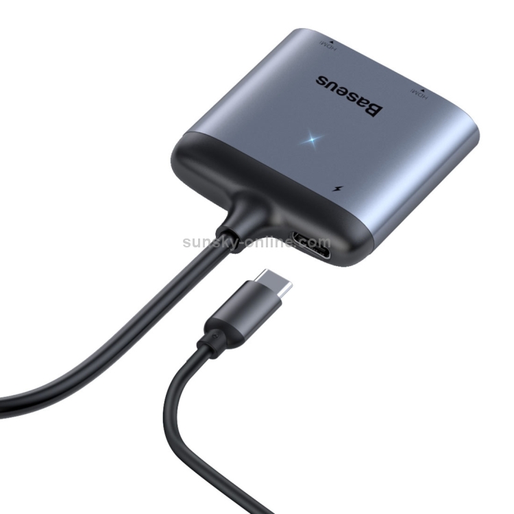 Baseus CAHUB-I0G Enjoy Series USB-C / Type-C to HDMI x 2 + PD HD Intelligent HUB Adapter(Dark Gray) Baseus CAHUB-I0G Enjoy Series USB-C / Type-C to HDMI x 2 + PD HD Intelligent HUB Adapter(Dark Gray)