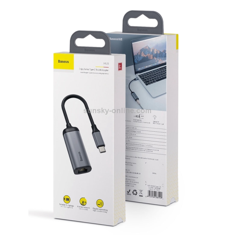 Baseus CAHUB-H0G Enjoy Series USB-C / Type-C to RJ45 Interface HUB Adapter (Dark Gray) Baseus CAHUB-H0G Enjoy Series USB-C / Type-C to RJ45 Interface HUB Adapter (Dark Gray)