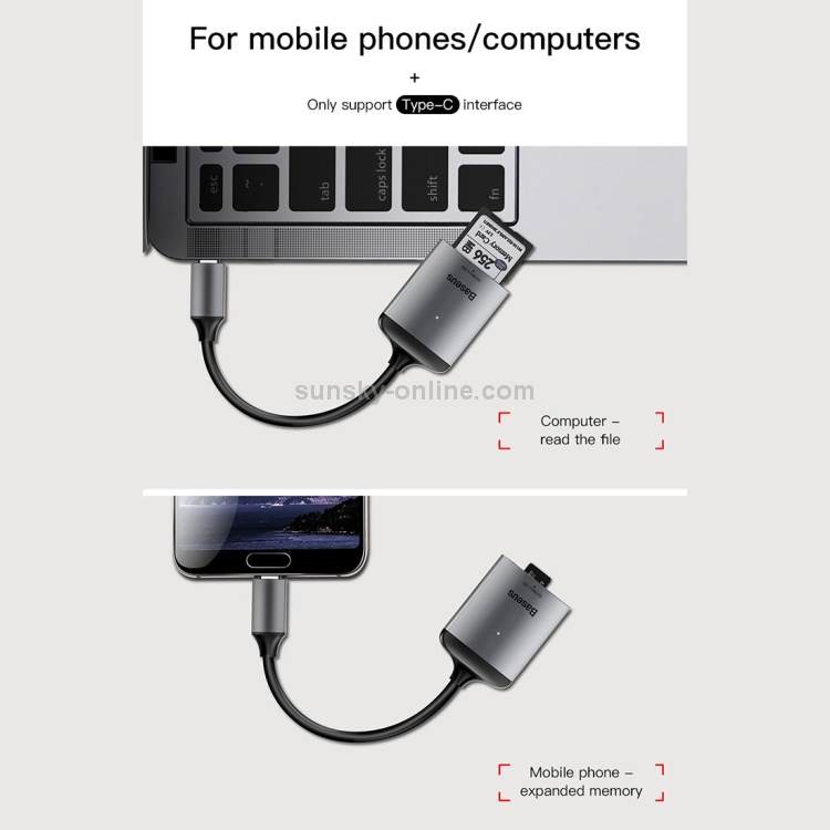 Baseus CAHUB-P0G Enjoy Series USB-C / Type-C to SD / TF Card Reader HUB Adapter (Dark Gray) Baseus CAHUB-P0G Enjoy Series USB-C / Type-C to SD / TF Card Reader HUB Adapter (Dark Gray)