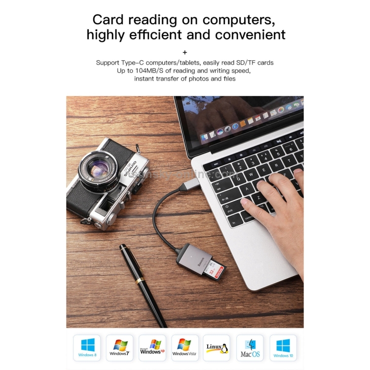 Baseus CAHUB-P0G Enjoy Series USB-C / Type-C to SD / TF Card Reader HUB Adapter (Dark Gray) Baseus CAHUB-P0G Enjoy Series USB-C / Type-C to SD / TF Card Reader HUB Adapter (Dark Gray)