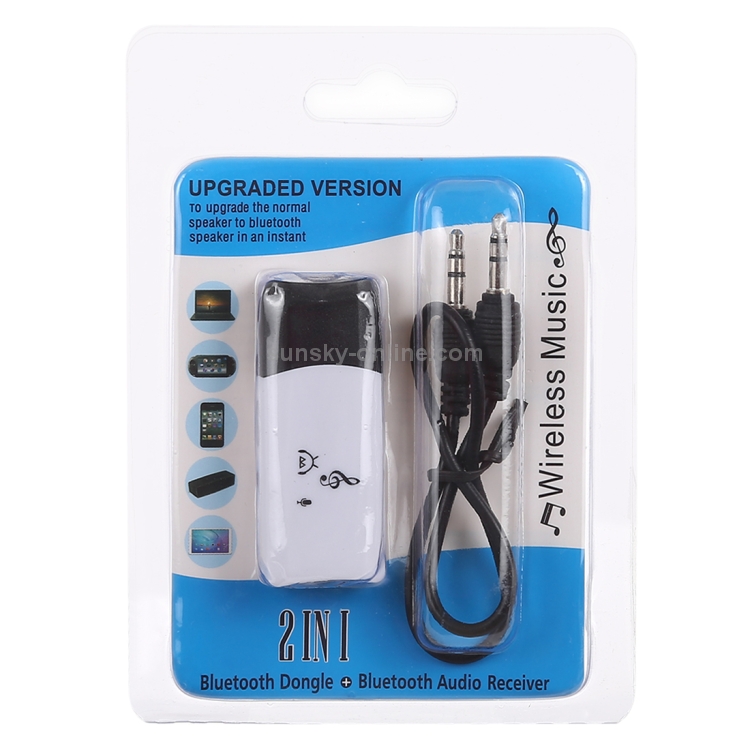 2 in 1 USB Bluetooth Dongle + Audio Receiver Adapter(White) 2 in 1 USB Bluetooth Dongle + Audio Receiver Adapter(White)