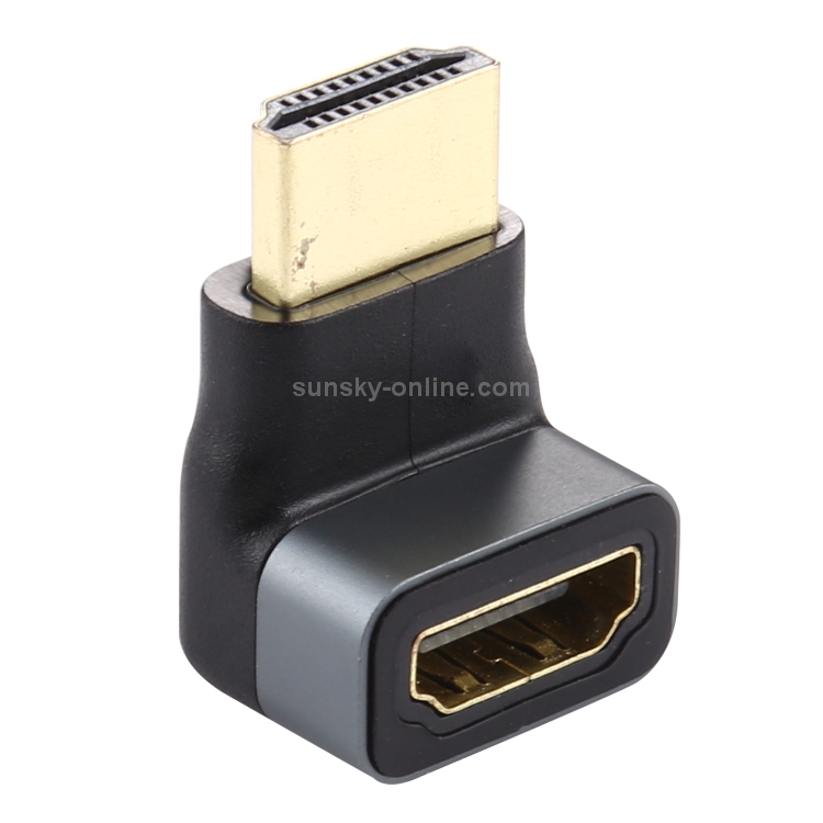 HDMI hembra a HDMI hembra Adaptador de aleación de aluminio con cabeza de codo de 90 grados (negro) - 1