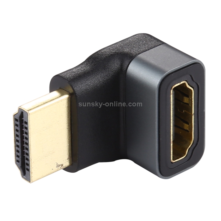 HDMI hembra a HDMI hembra Adaptador de aleación de aluminio con cabeza de codo de 90 grados (negro) - 2