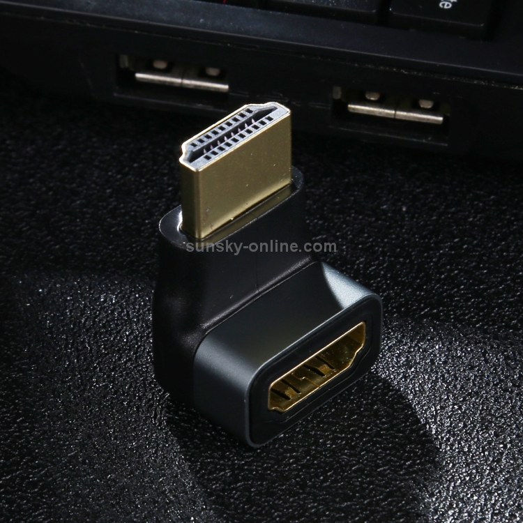 HDMI hembra a HDMI hembra Adaptador de aleación de aluminio con cabeza de codo de 90 grados (negro) - 4