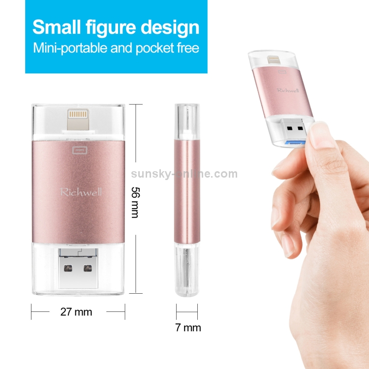 Richwell 3 in 1 16G Type-C + 8 Pin + USB 3.0 Metal Double Cover Push-pull Flash Disk with OTG Function(Gold) Richwell 3 in 1 16G Type-C + 8 Pin + USB 3.0 Metal Double Cover Push-pull Flash Disk with OTG Function(Gold)