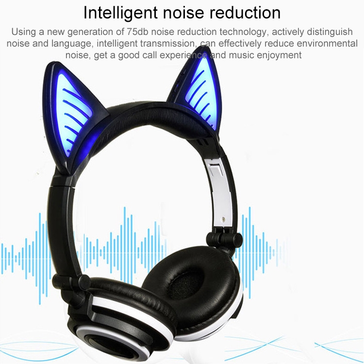Foldable Wireless Bluetooth V4.2 Glowing Cat Ear Headphone Gaming Headset with LED Light & Mic Foldable Wireless Bluetooth V4.2 Glowing Cat Ear Headphone Gaming Headset with LED Light & Mic