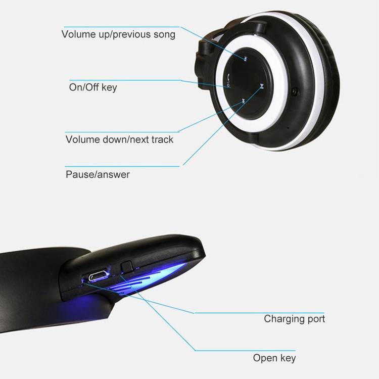 Foldable Wireless Bluetooth V4.2 Glowing Cat Ear Headphone Gaming Headset with LED Light & Mic Foldable Wireless Bluetooth V4.2 Glowing Cat Ear Headphone Gaming Headset with LED Light & Mic
