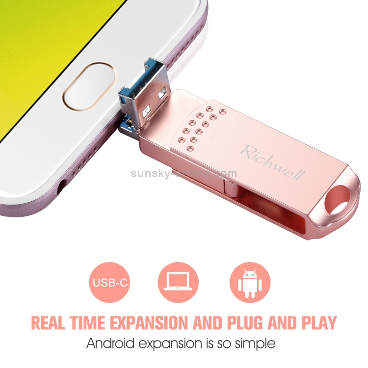Richwell 3 in 1 64G Type-C + Micro USB + USB 3.0 Metal Flash Disk with OTG Function(Silver) Richwell 3 in 1 64G Type-C + Micro USB + USB 3.0 Metal Flash Disk with OTG Function(Silver)