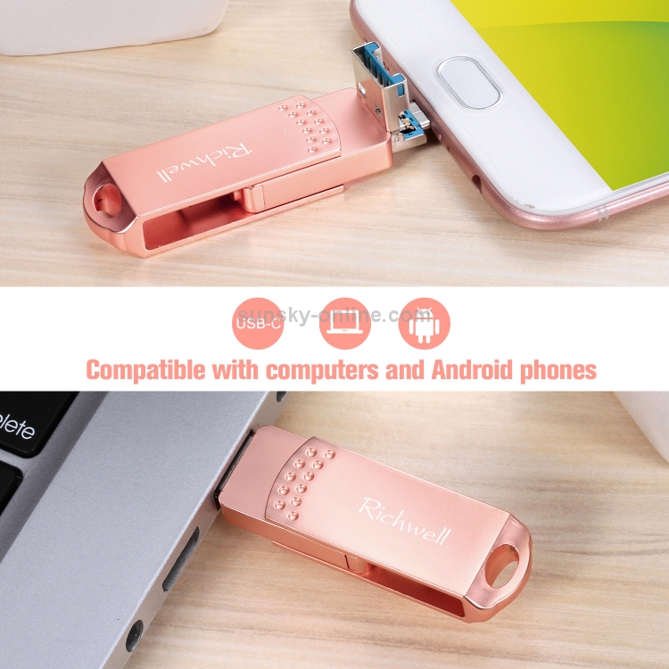 Richwell 3 in 1 64G Type-C + Micro USB + USB 3.0 Metal Flash Disk with OTG Function(Silver) Richwell 3 in 1 64G Type-C + Micro USB + USB 3.0 Metal Flash Disk with OTG Function(Silver)